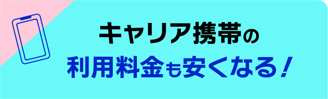 キャリア携帯の利用料金も安くなる！