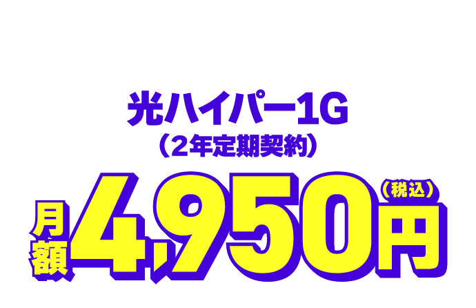 光ハイパー1G（2年定期契約）月額4,950円（税込）